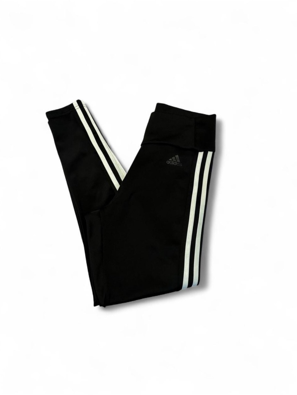 Adidas women’s black aeroready leggings with white stripes Size S